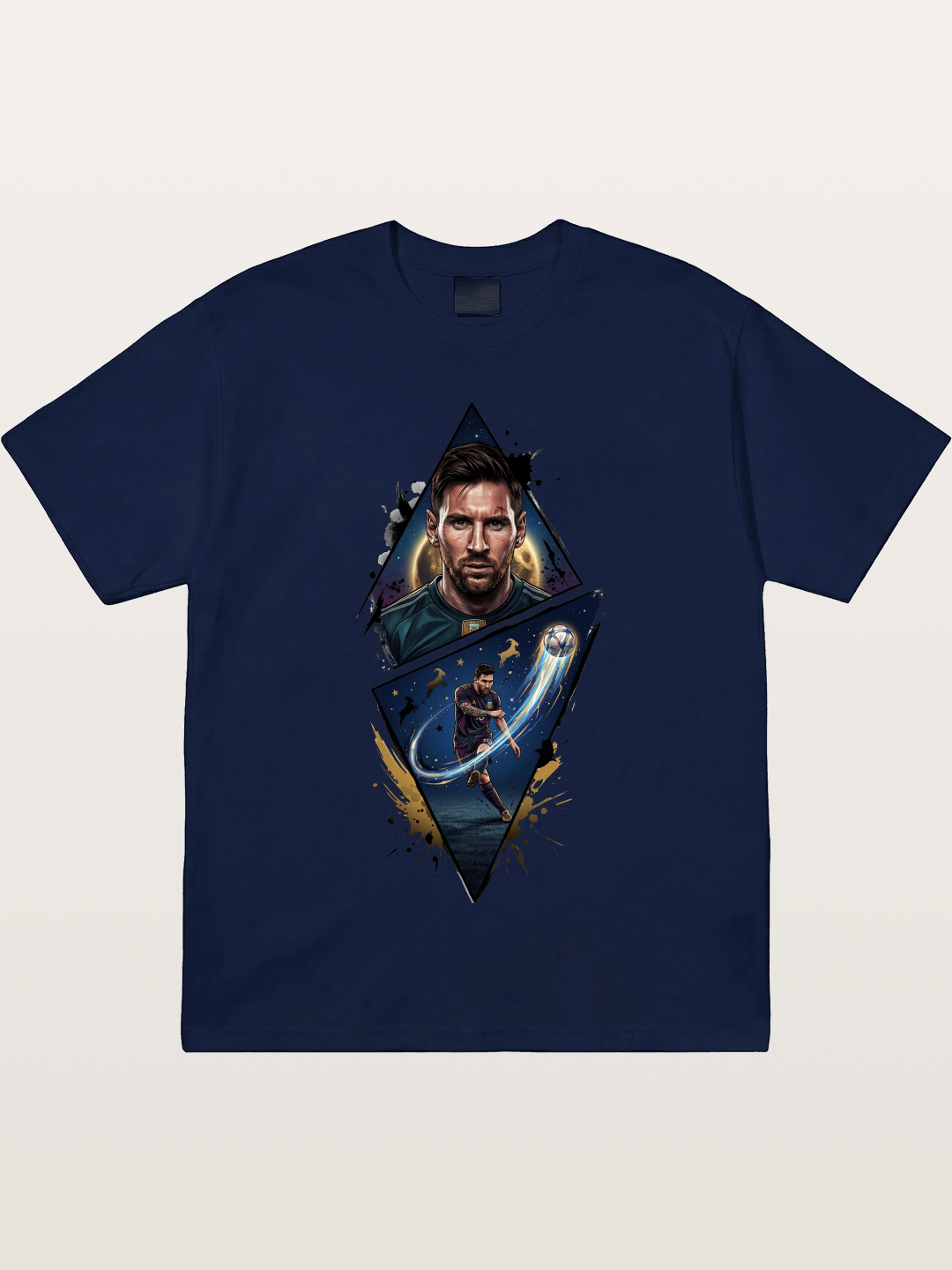 Lionel Messi Split Portrait Art Gildan T-shirt