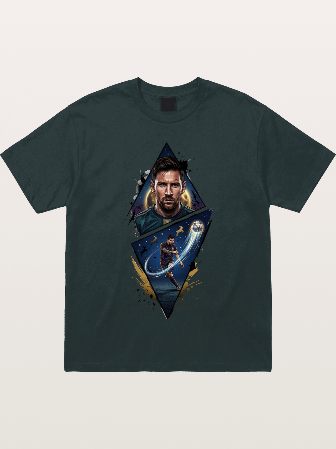 Lionel Messi Split Portrait Art Gildan T-shirt