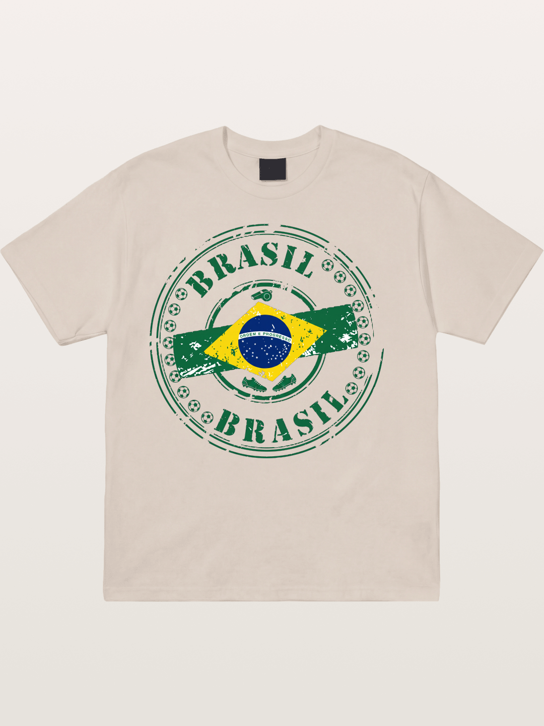 Brazil Flag Stamp Soccer Print Cotton T-shirt