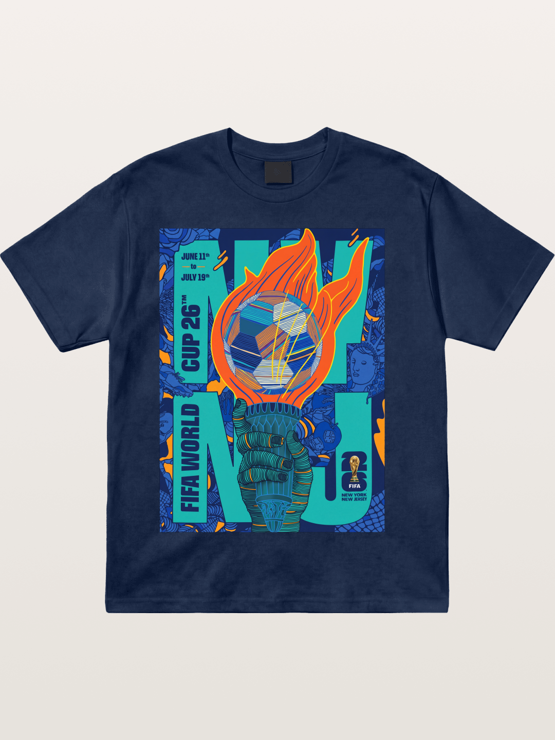 NYNJ WC 2026 Liberty Torch Soccer Cotton T-shirt