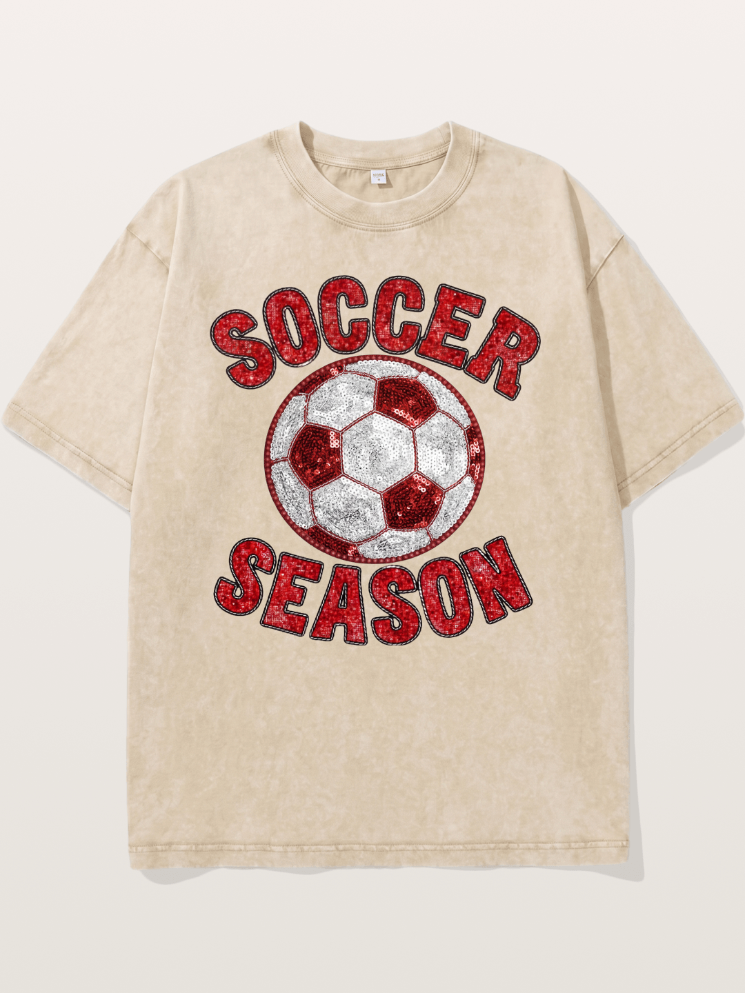 Glitter Soccer Season Badge Washed T-shirt