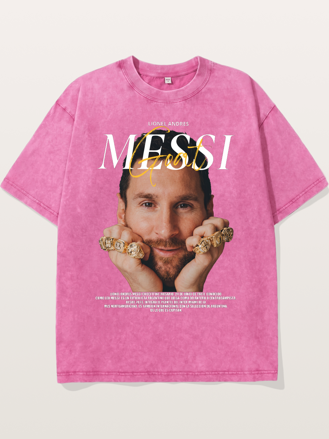 Messi GOAT Champion Rings Washed T-shirt