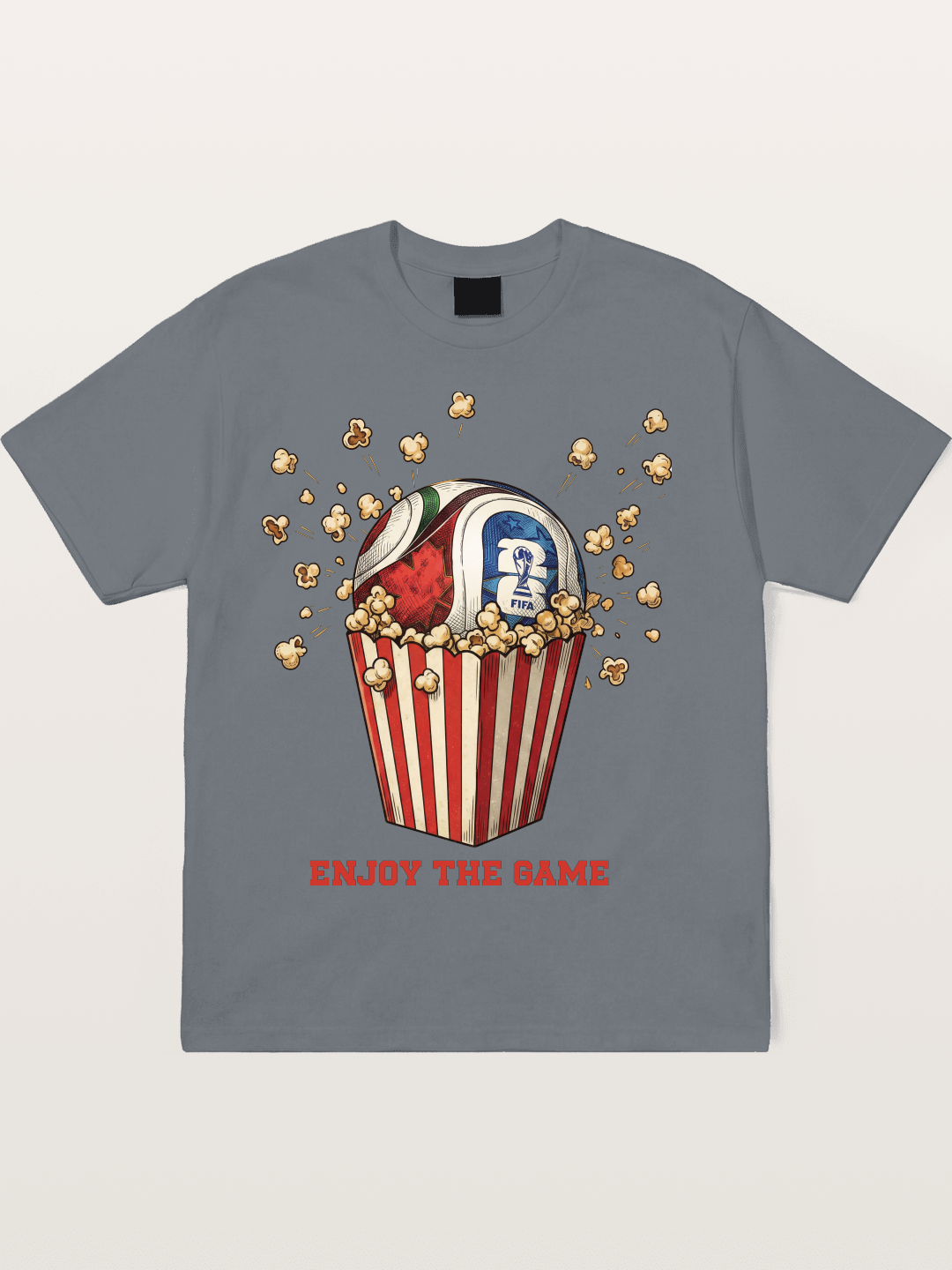 Soccer Ball in Popcorn Bucket Cotton T-shirt