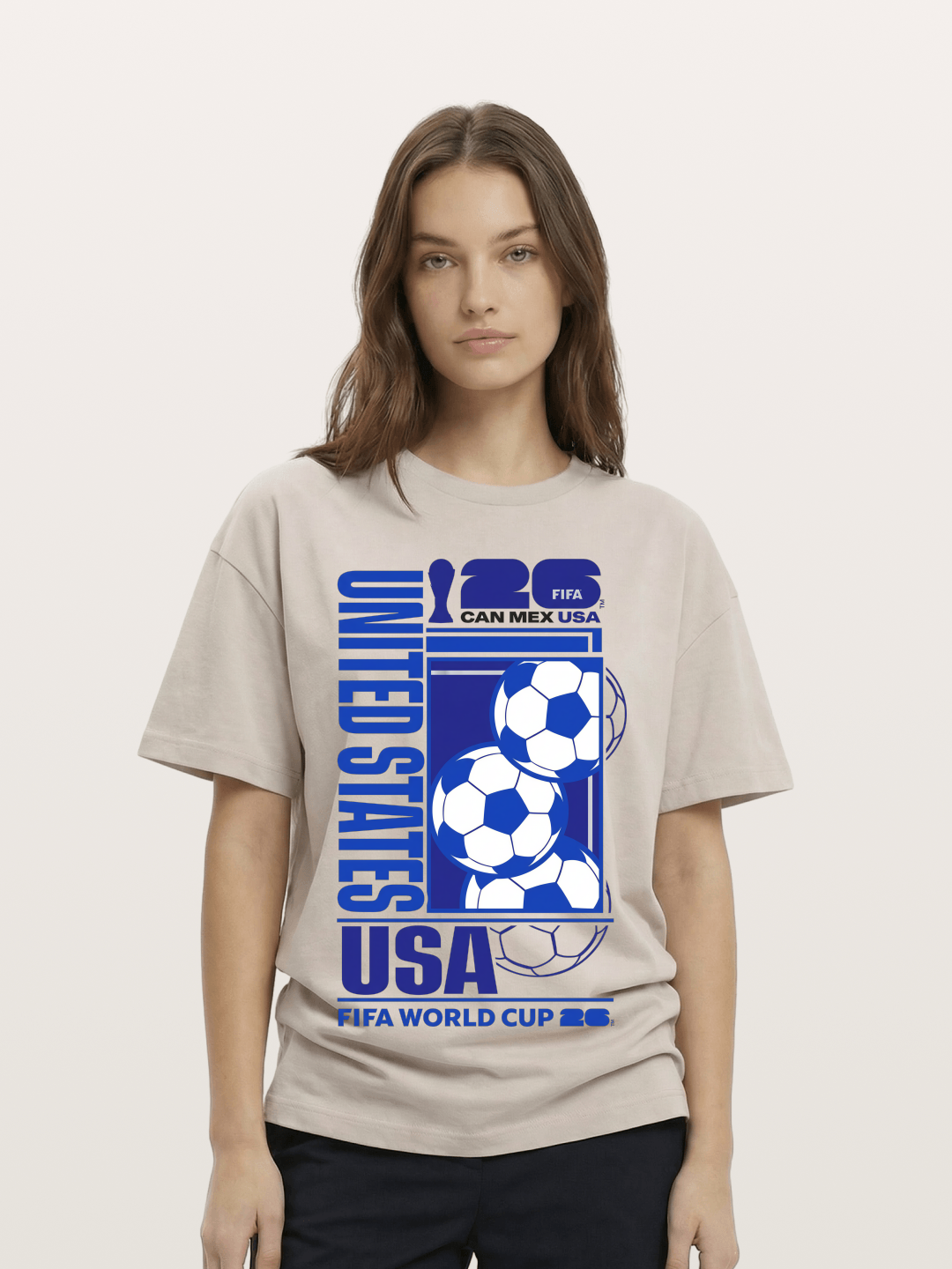 USA Mexico Canada Soccer Art Cotton T-shirt