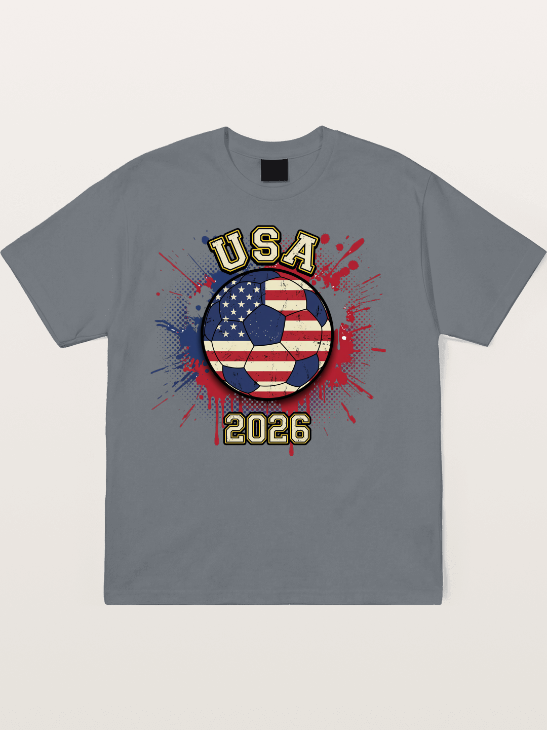 USA 2026 Soccer Ball Print Cotton T-shirt