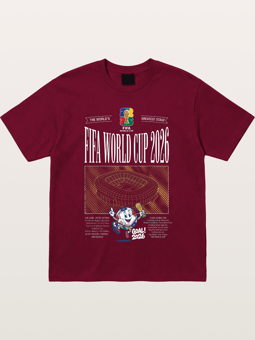2026 WC Stadium Mascot Line Art Gildan T-shirt