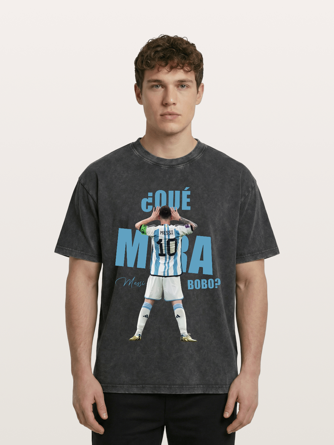 Messi ¿Qué Mirá Bobo Argentin Washed T-shirt