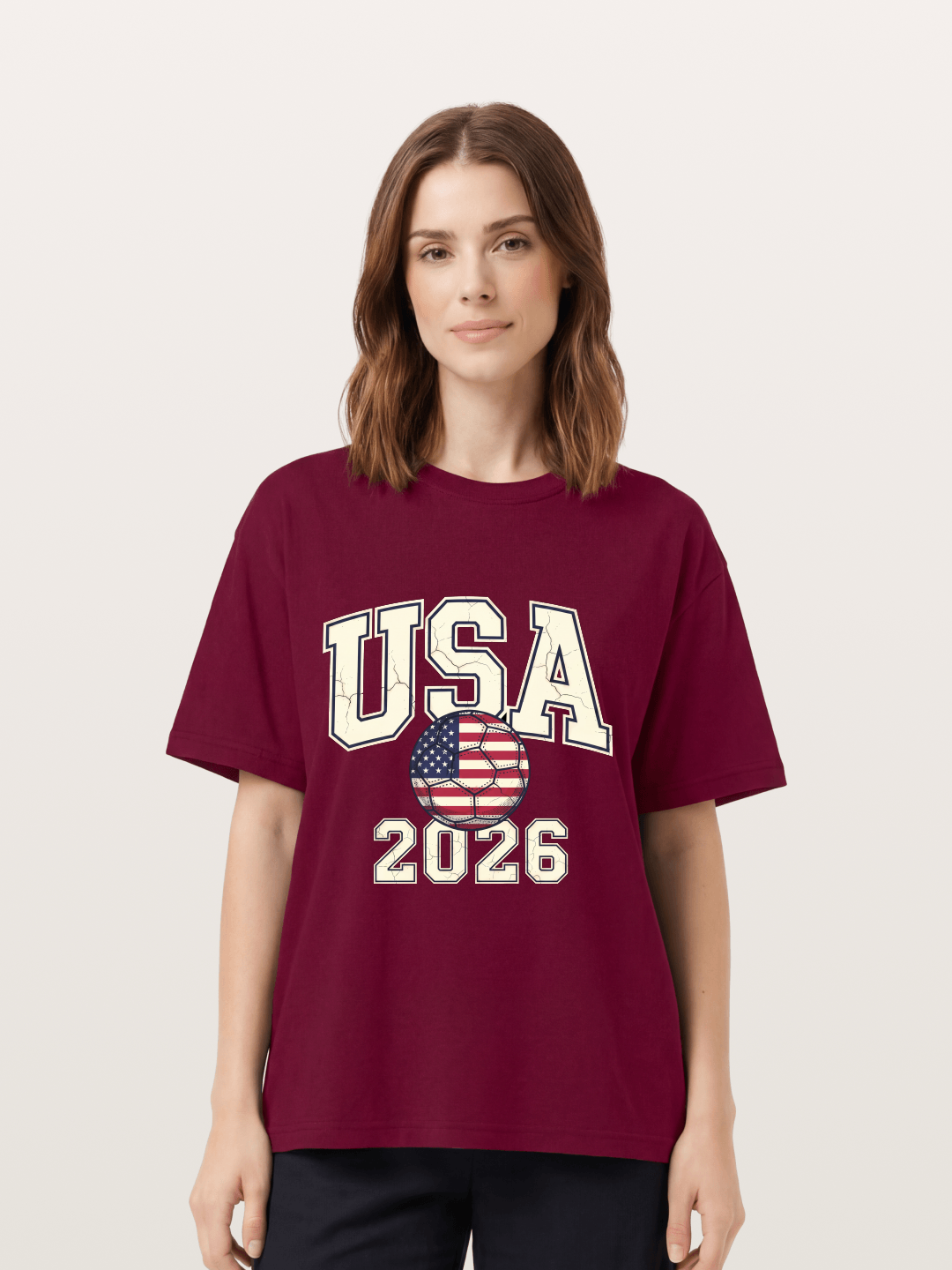 USA 2026 Cracked Letter Soccer Gildan T-shirt
