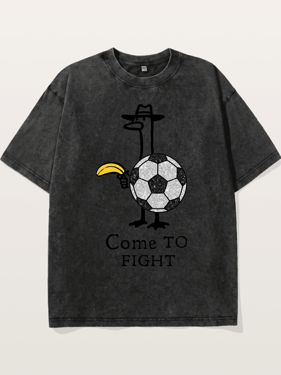 Ostrich Come To Fight Soccer Art Washed T-shirt
