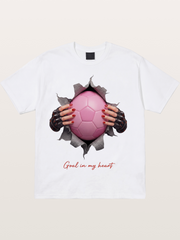 Pink Soccer Goal In My Heart Cotton T-shirt