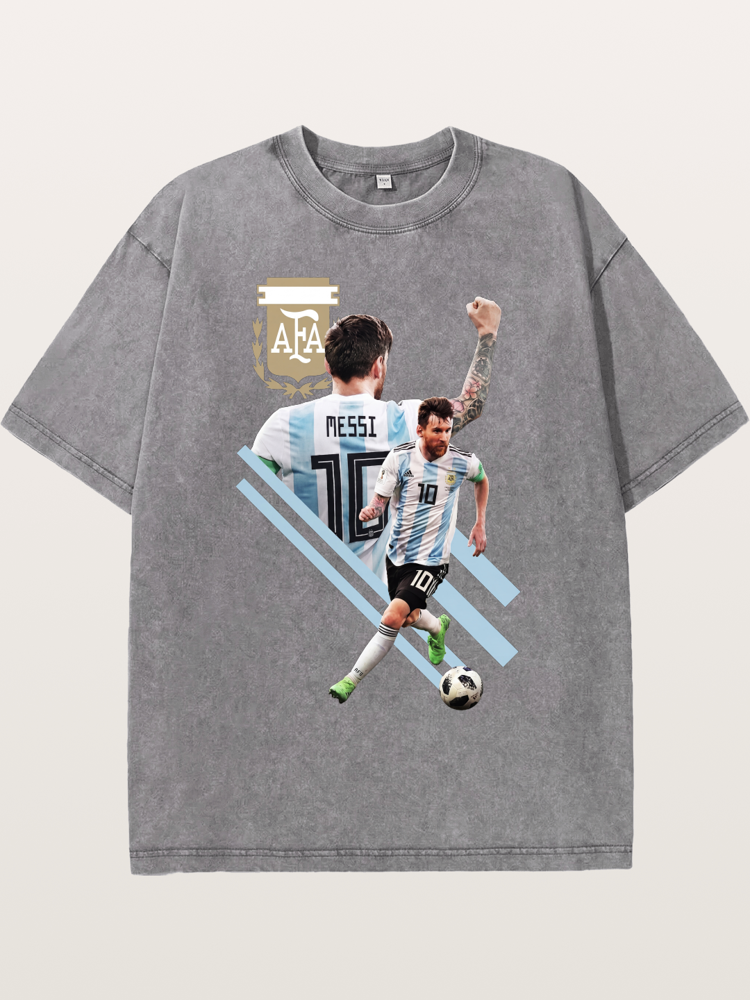 Messi Argentina Layered Art Washed T-shirt