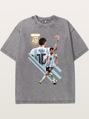 Messi Argentina Layered Art Washed T-shirt