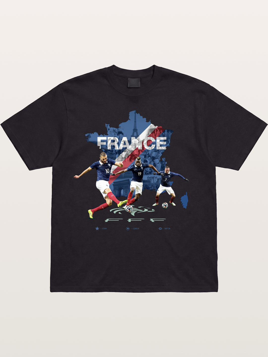 France Football Stars With Map Cotton T-shirt