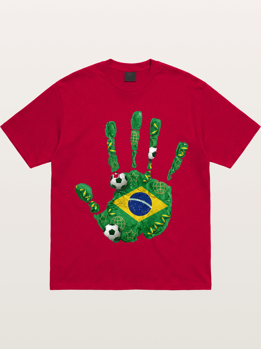 Brazil Flag Hand Soccer Art Gildan T-shirt