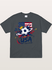 American Flag Splatter Soccer 2026 Soft-Stay T-shirt