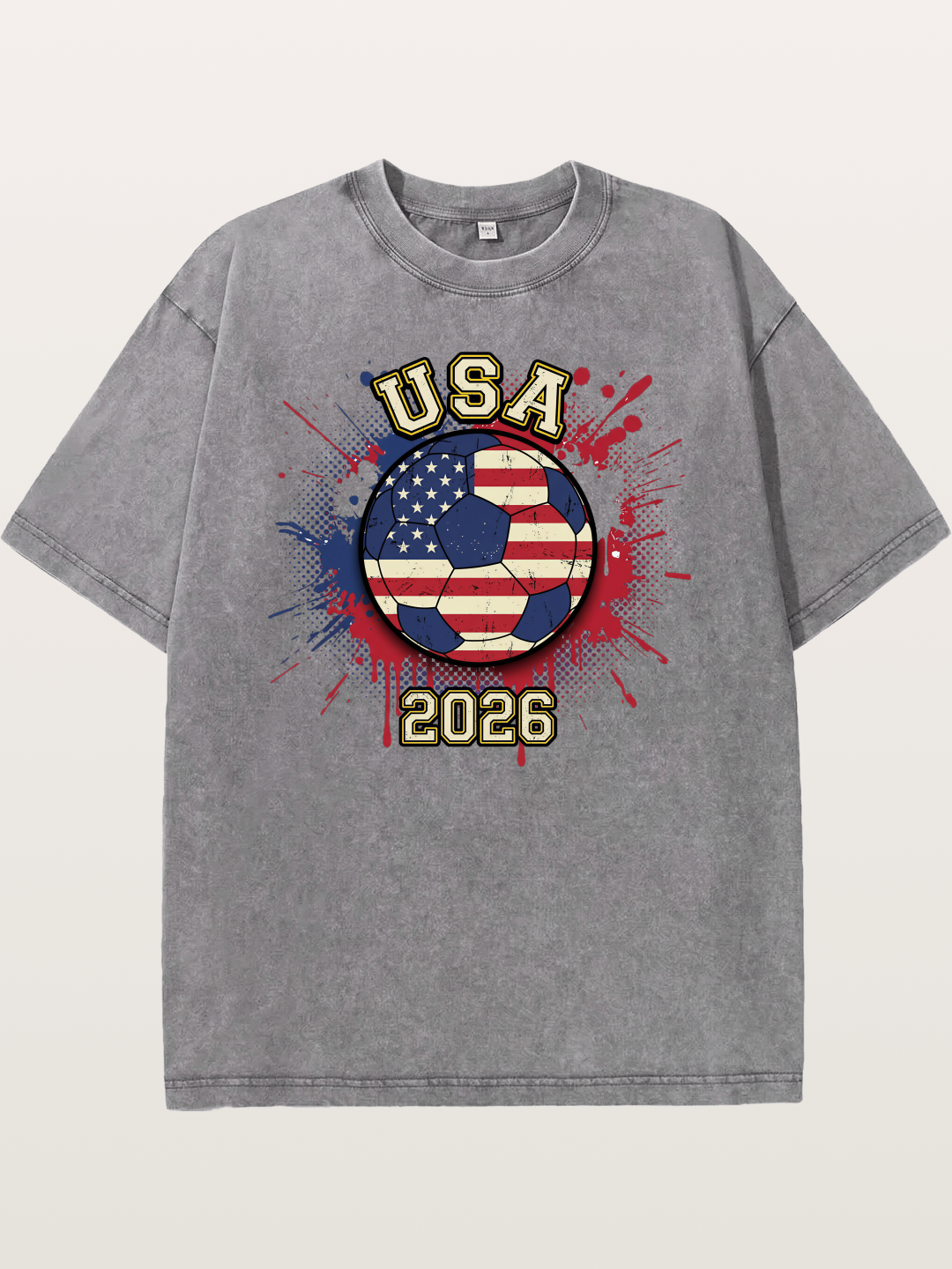 USA 2026 Soccer Ball Print Washed T-shirt