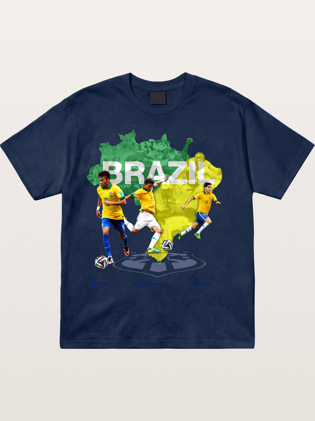 Brazil National Team Stars Collage Cotton T-shirt