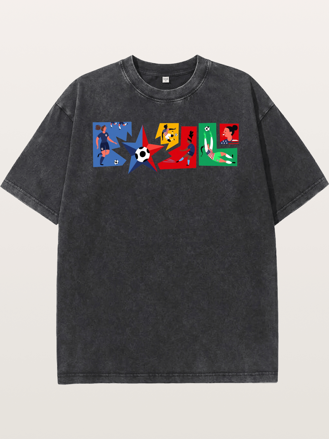 USA Women Soccer Collage Art Washed T-shirt