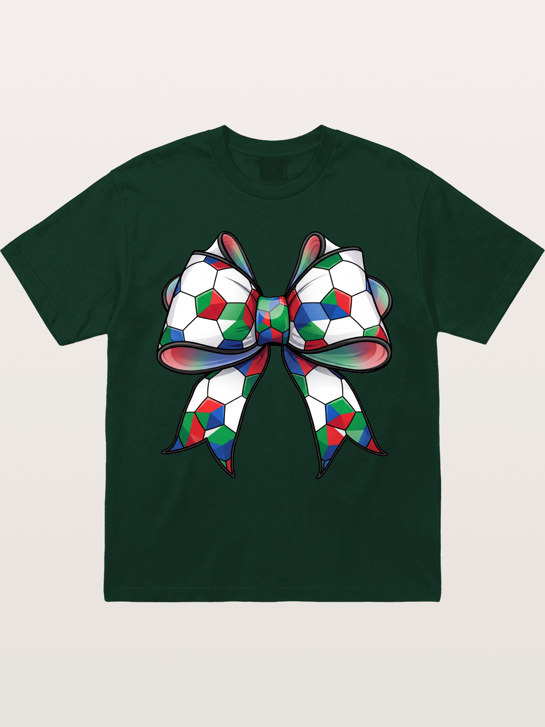 Multicolor Soccer Ball Bow Tie Gildan T-shirt