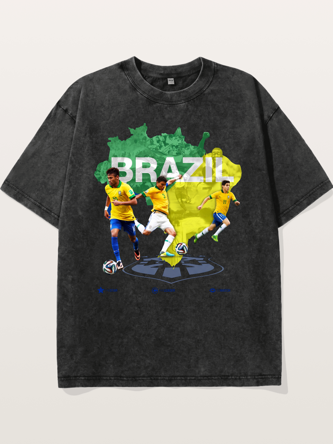 Brazil National Team Stars Collage Washed T-shirt