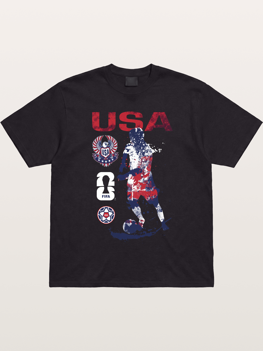 USA WC 2026 Splatter Soccer Player Gildan T-shirt