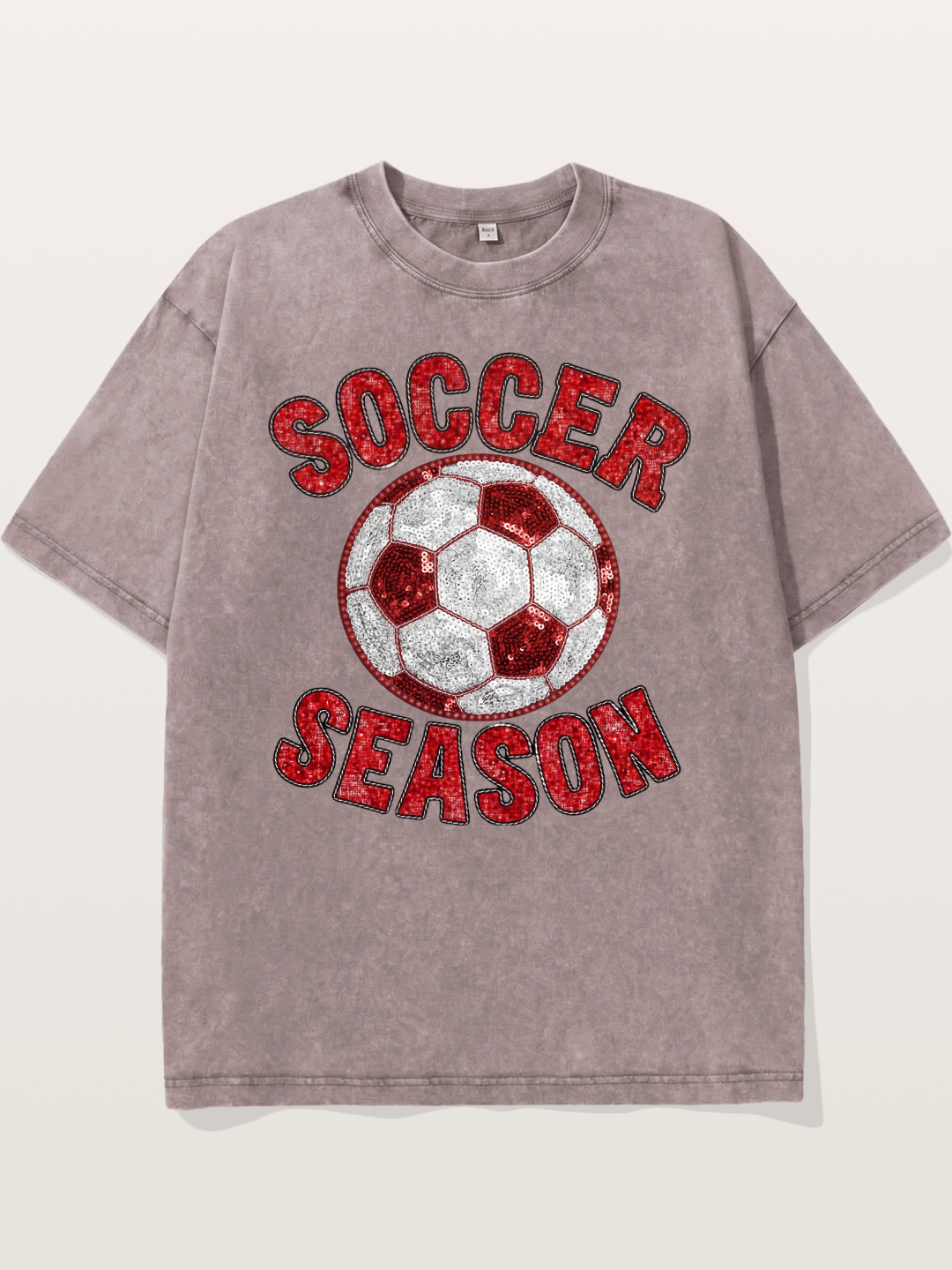 Glitter Soccer Season Badge Washed T-shirt