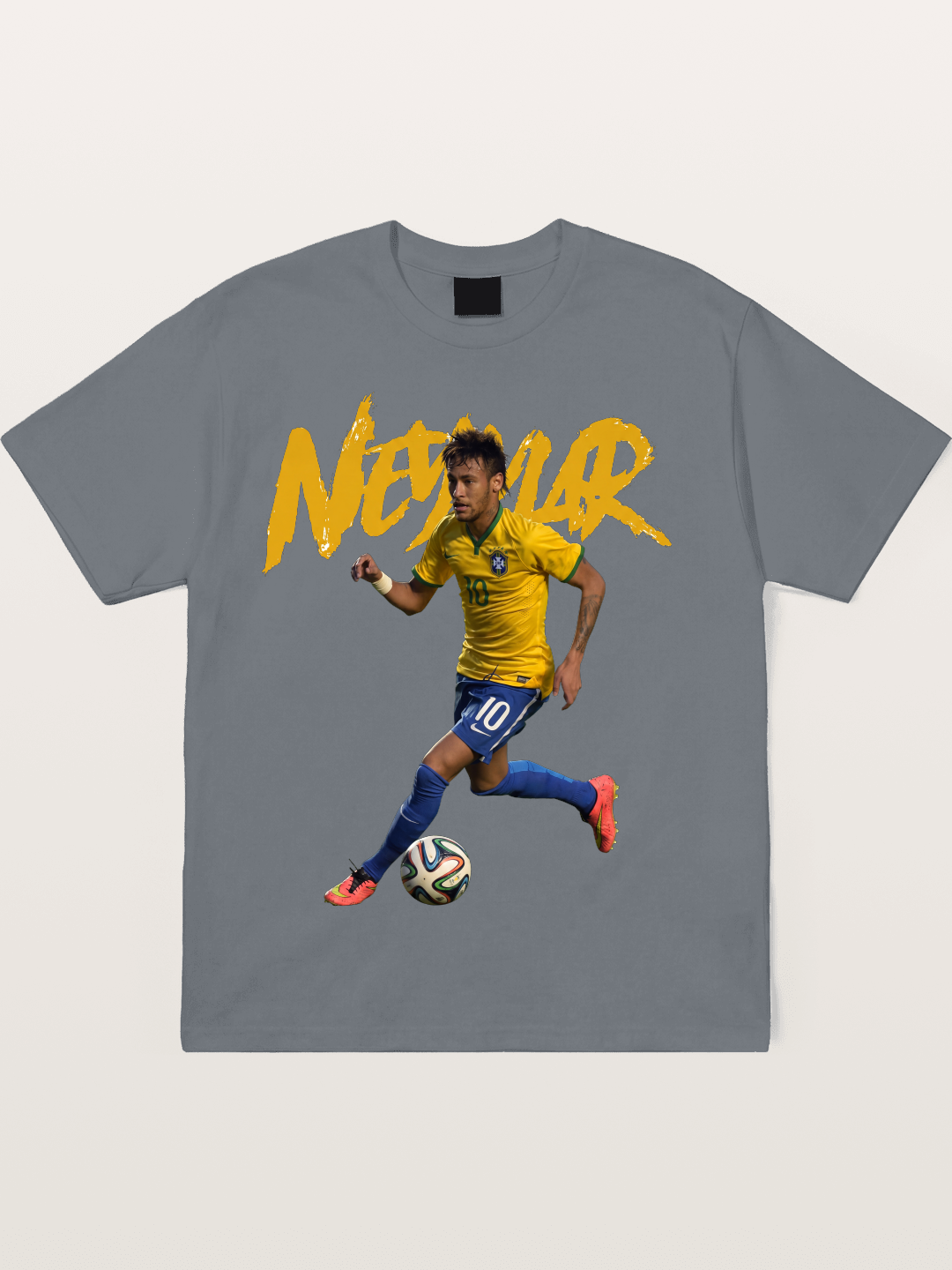 Neymar Brazil Brushstroke Art Cotton T-shirt