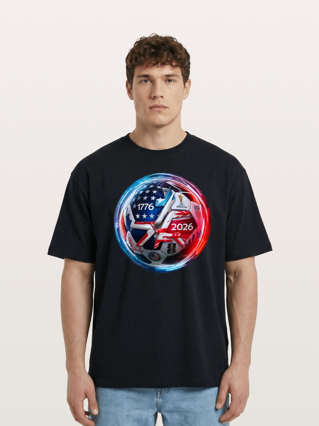 2026 USA Soccer Ball Poster Cotton T-shirt