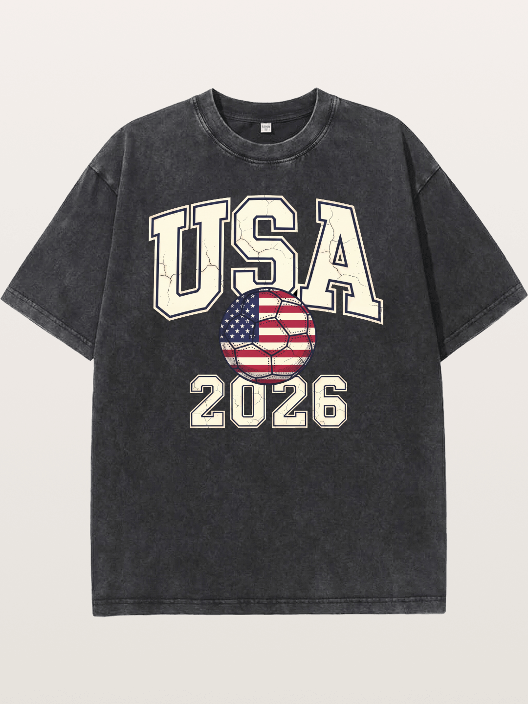 USA 2026 Cracked Letter Soccer Washed T-shirt