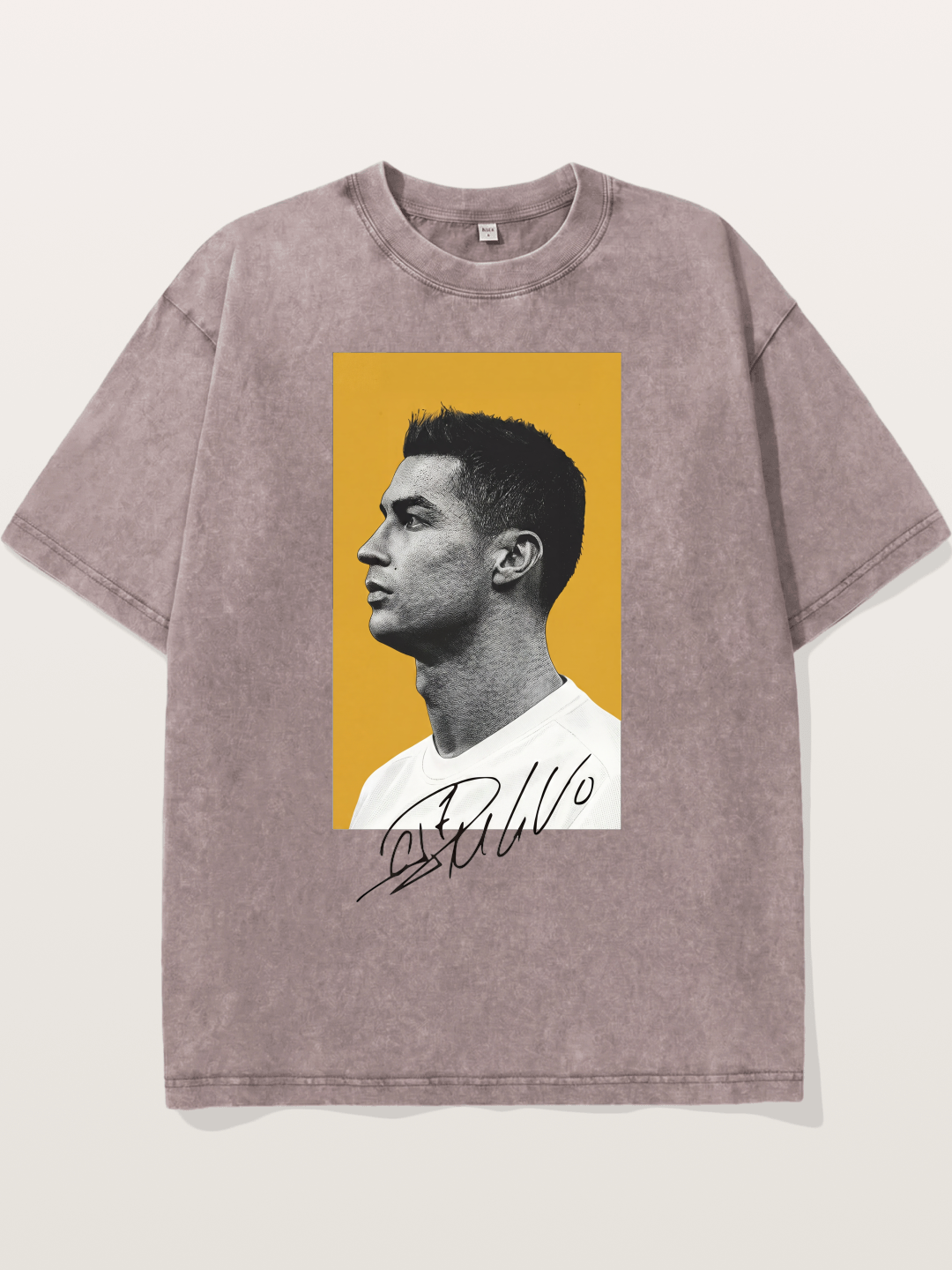 Ronaldo Gold Background Portrait Washed T-shirt