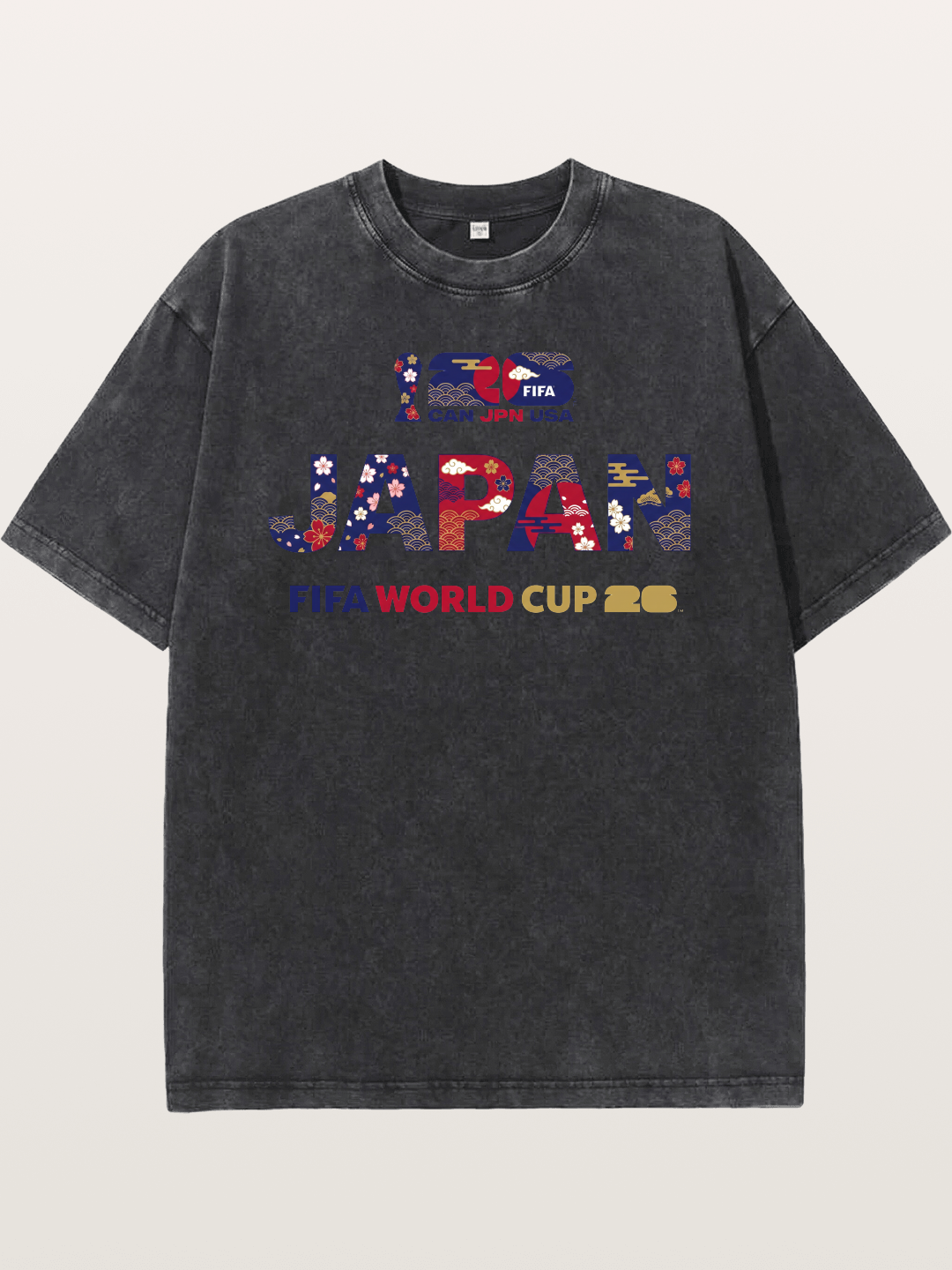 2026 World Cup Japan Sakura Typo Washed T-shirt