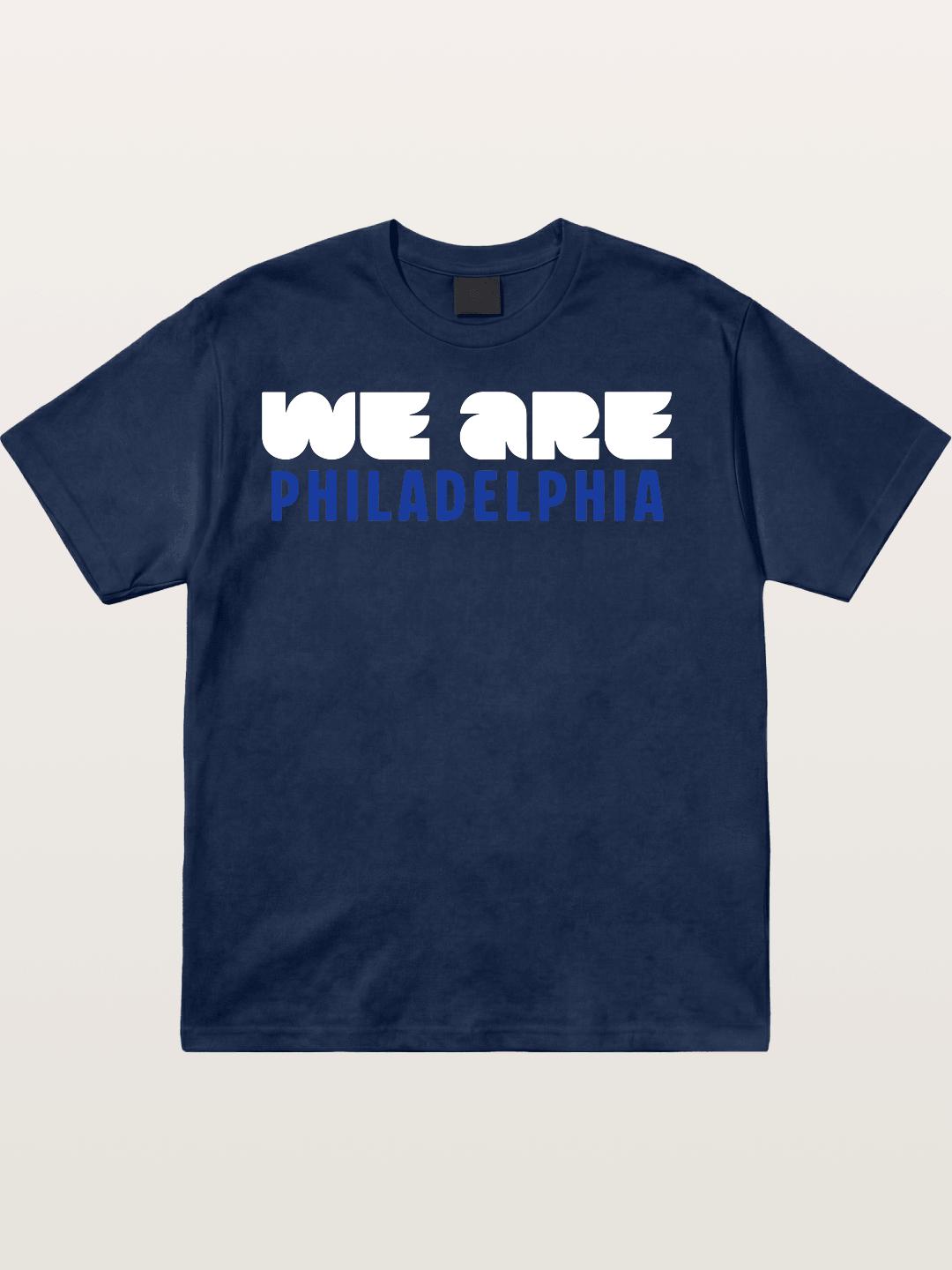 Philadelphia Navy Blue Bold Print Cotton T-shirt