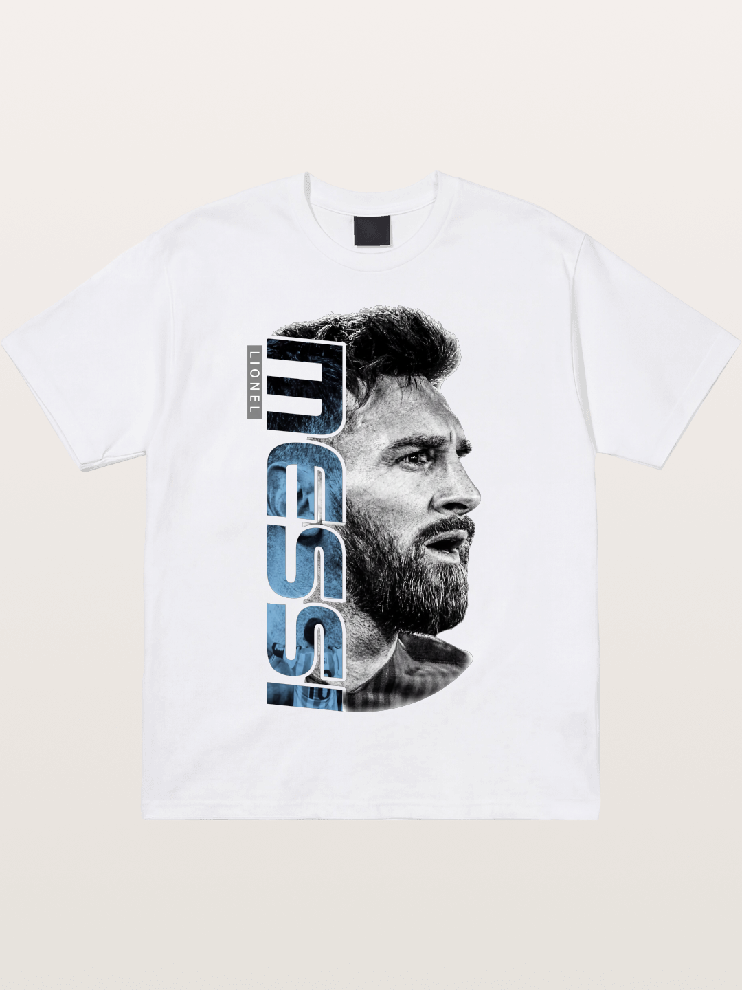 Messi Vertical Typography Art Cotton T-shirt