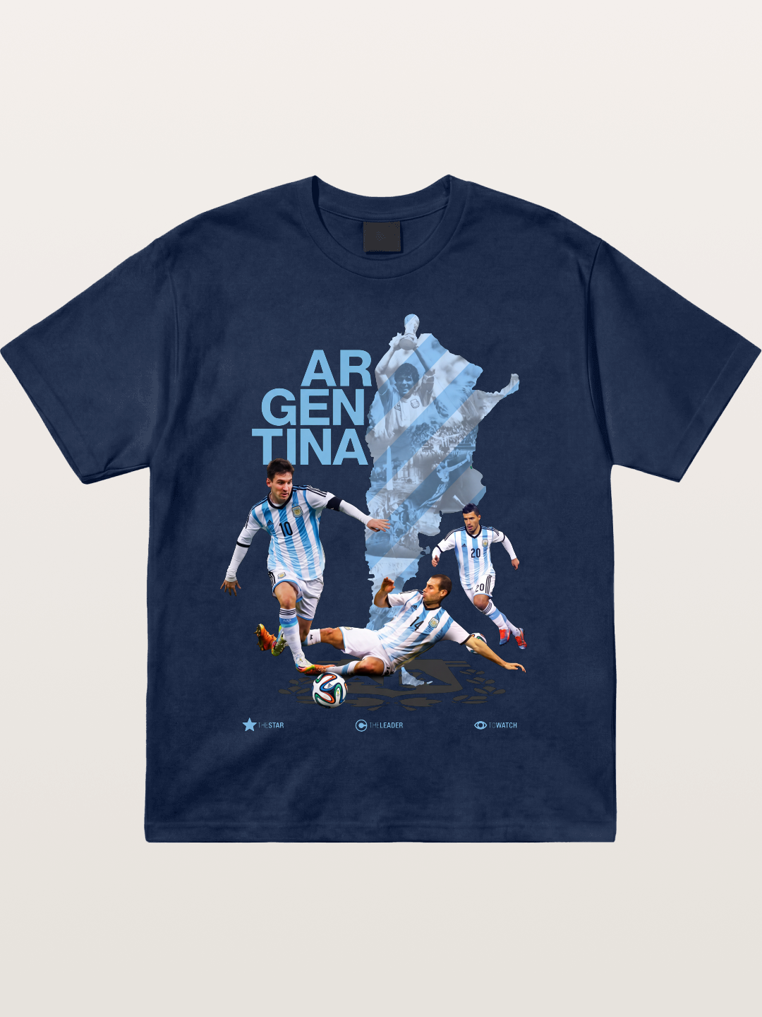 Argentina Soccer Legends Map Layout Cotton T-shirt