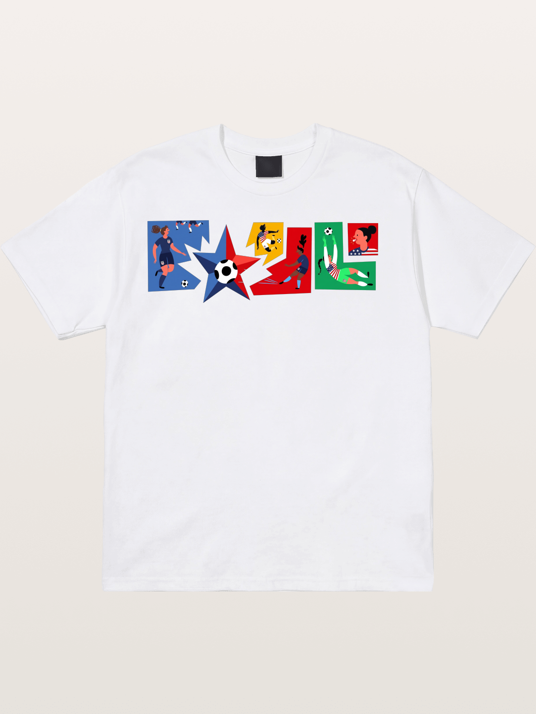 USA Women Soccer Collage Art Cotton T-shirt