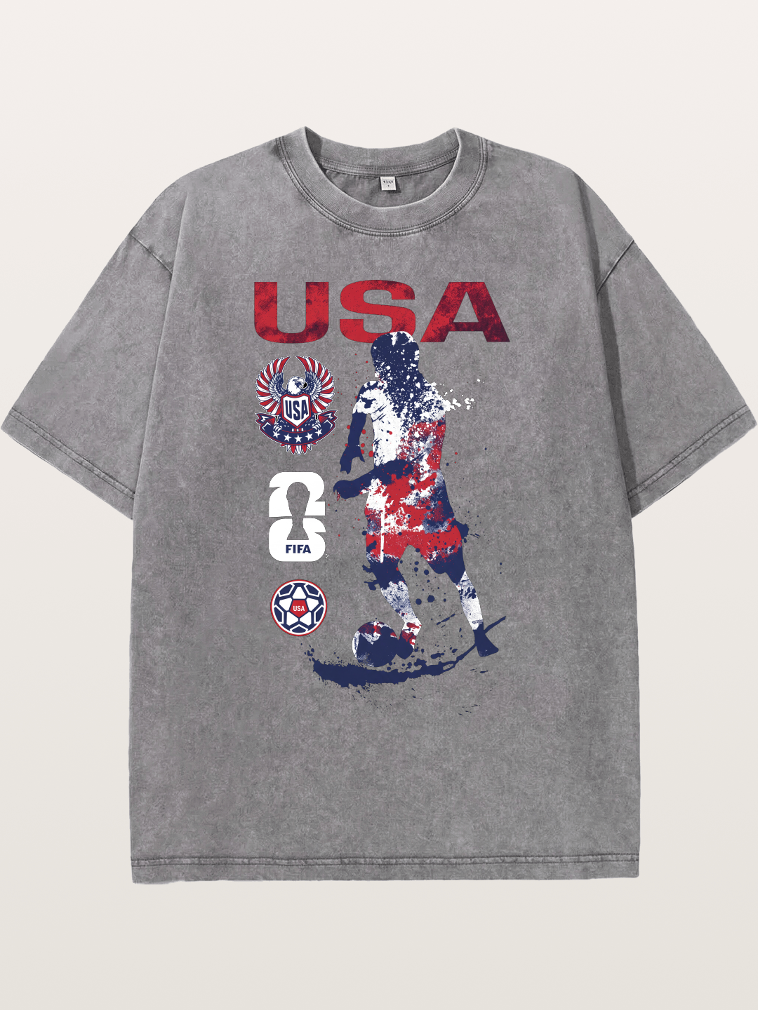 USA WC 2026 Splatter Soccer Player Washed T-shirt