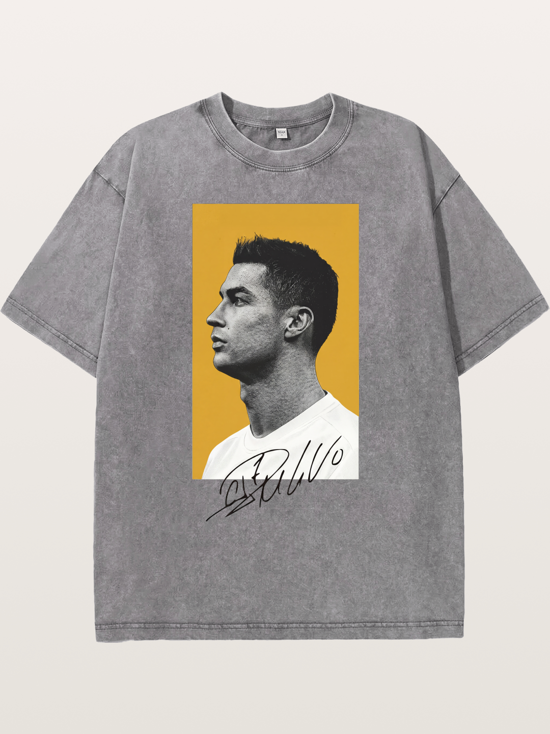 Ronaldo Gold Background Portrait Washed T-shirt