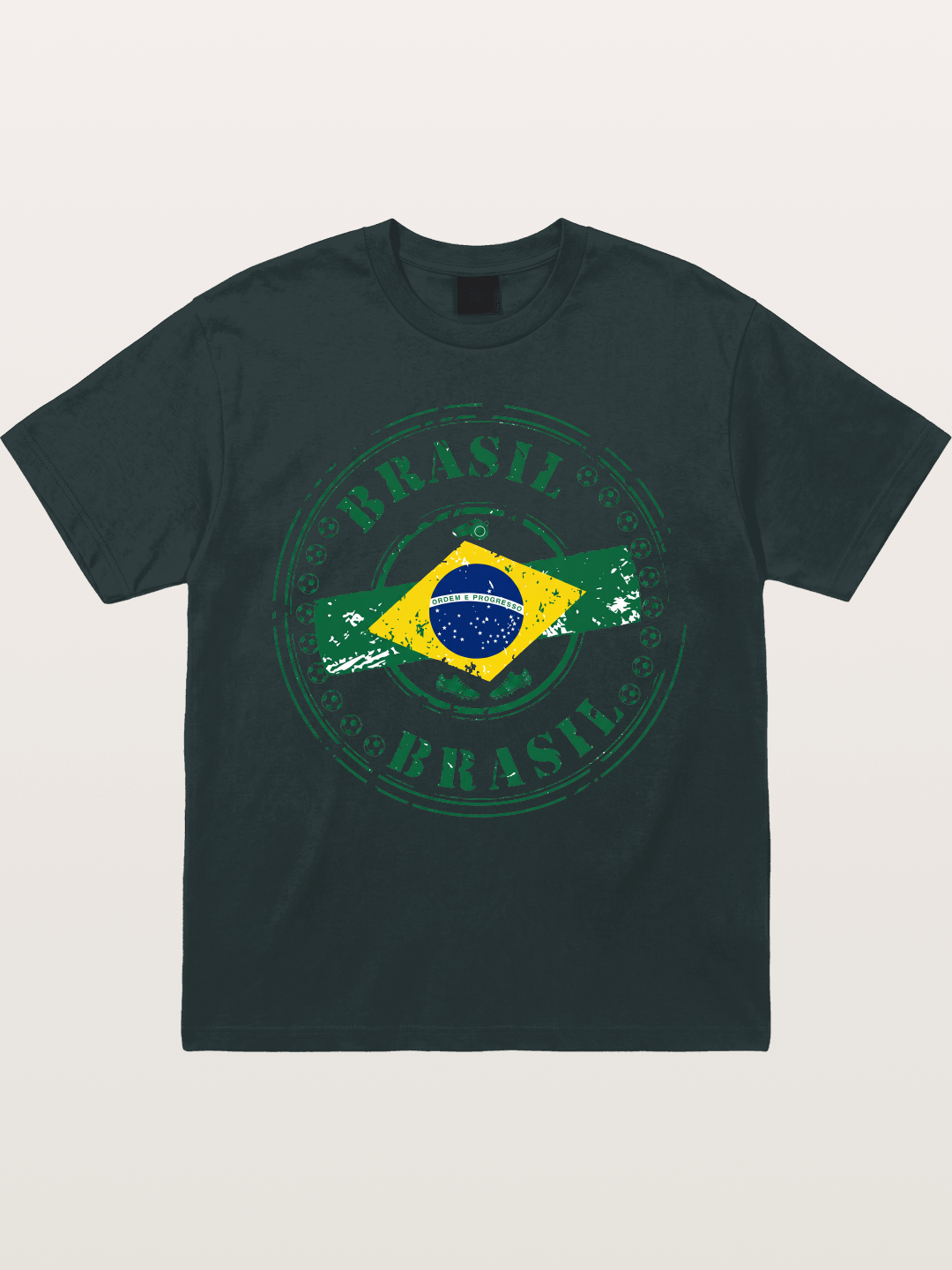 Brazil Flag Stamp Soccer Print Gildan T-shirt
