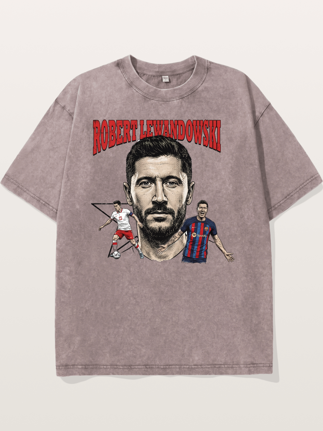 Robert Lewandowski Football Art Washed T-shirt