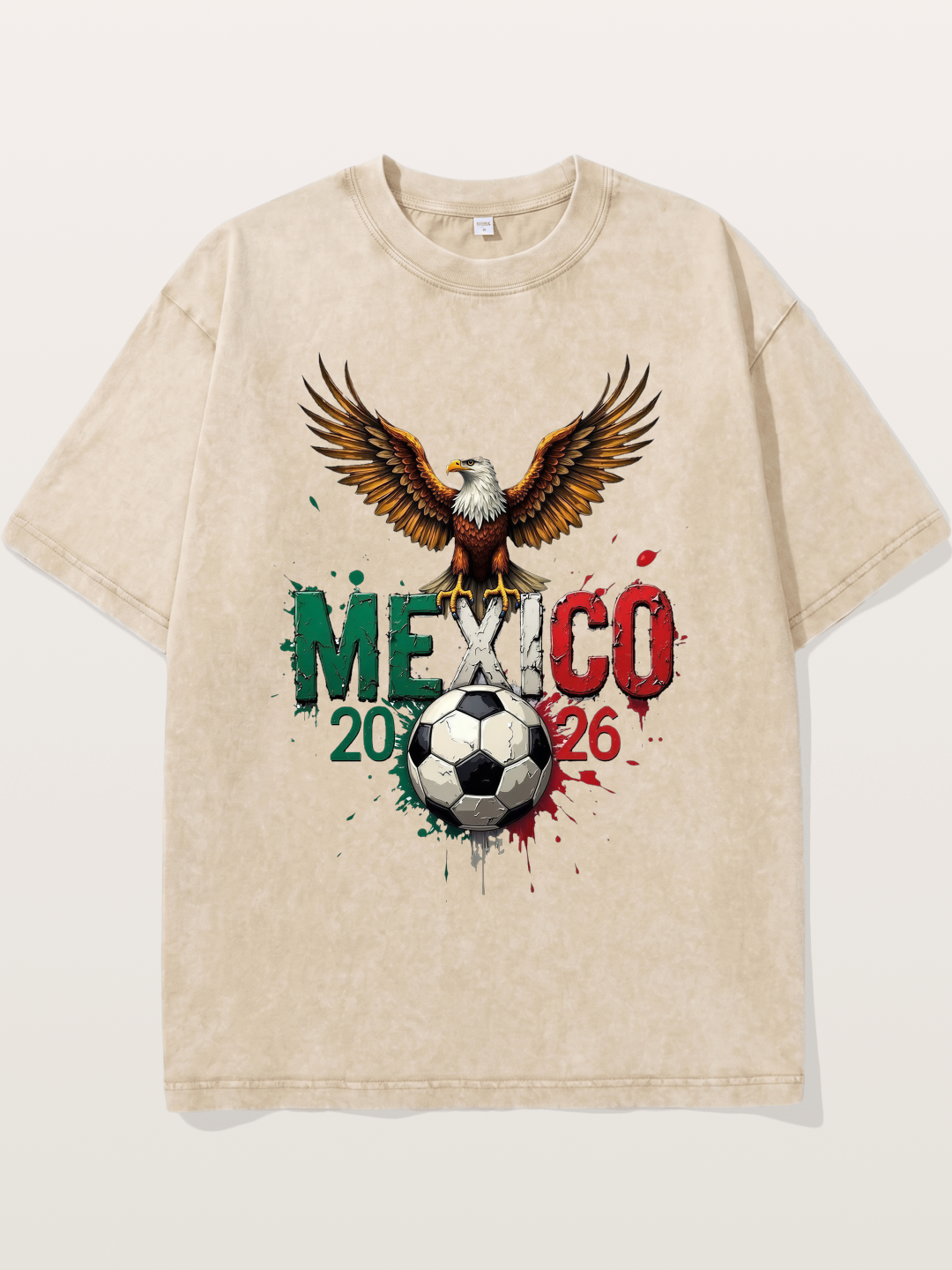 Mexico 2026 WC Eagle Print Washed T-shirt