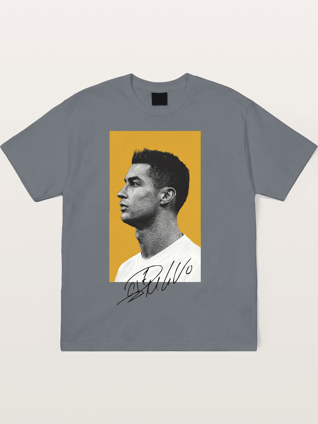 Ronaldo Gold Background Portrait Cotton T-shirt