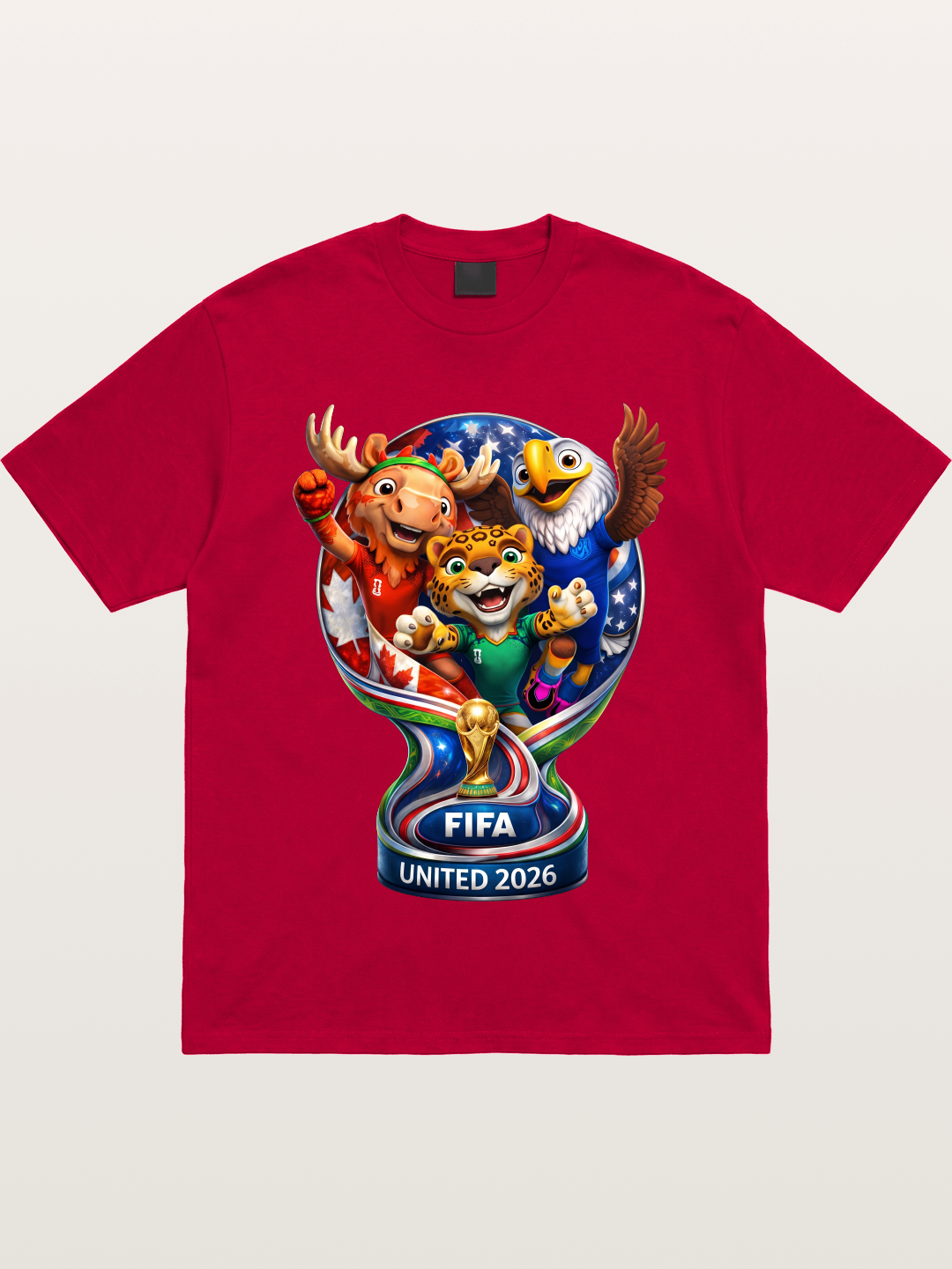 World Cup Mascots Globe Design Gildan T-shirt