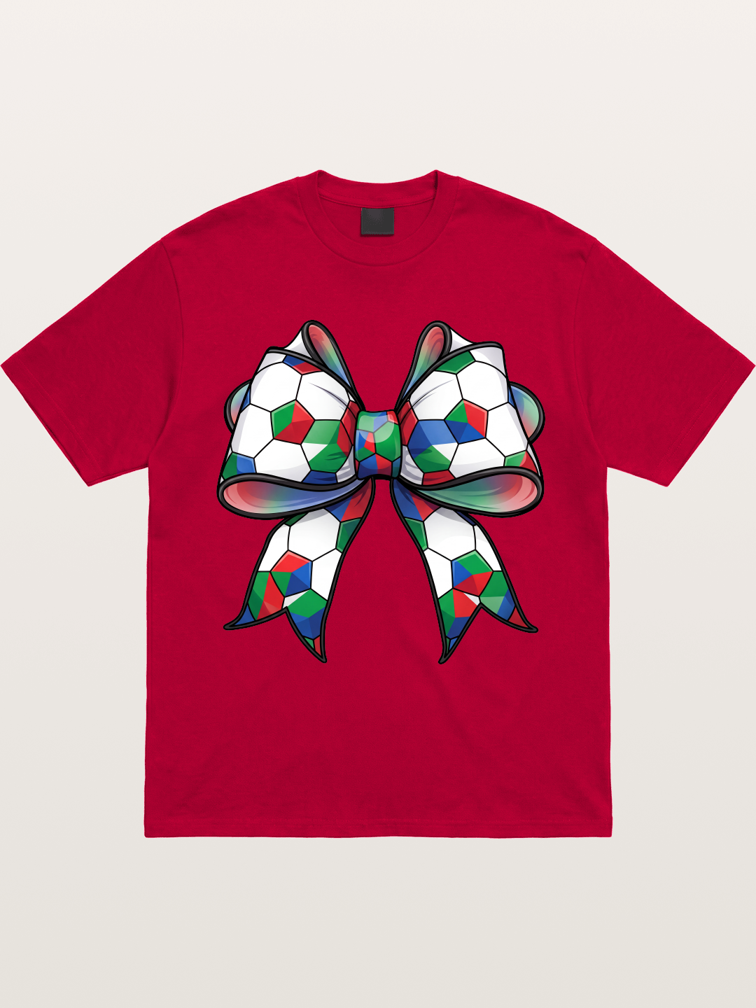 Multicolor Soccer Ball Bow Tie Gildan T-shirt