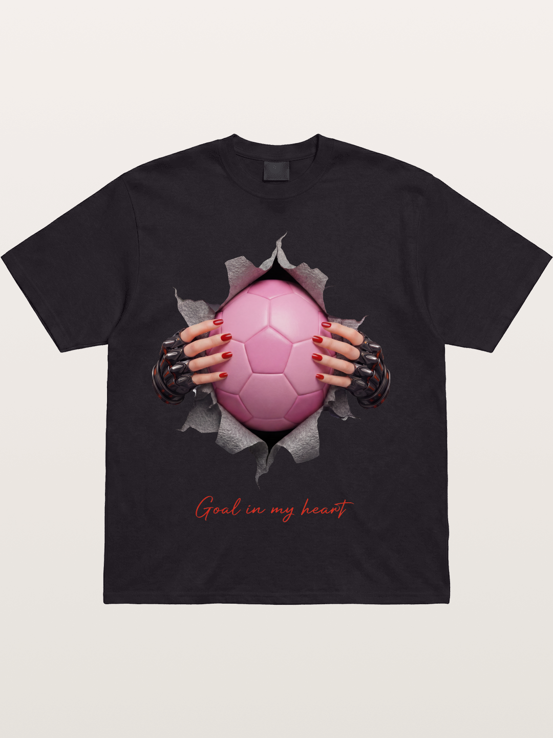 Pink Soccer Goal In My Heart Cotton T-shirt