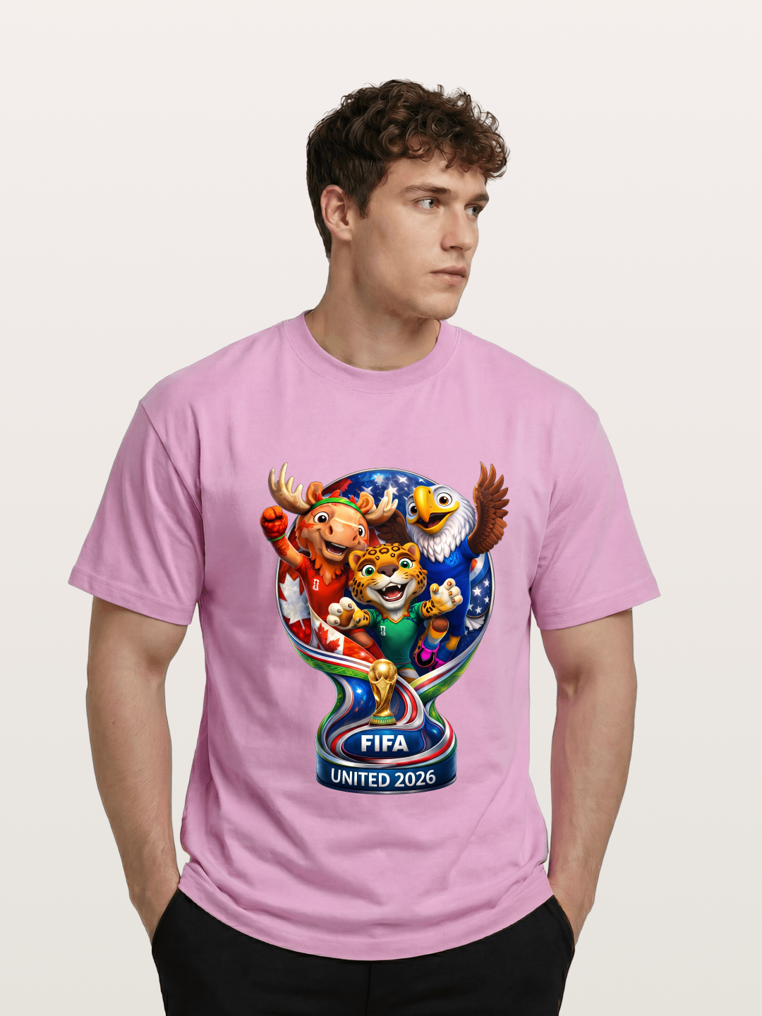 World Cup Mascots Globe Design Gildan T-shirt