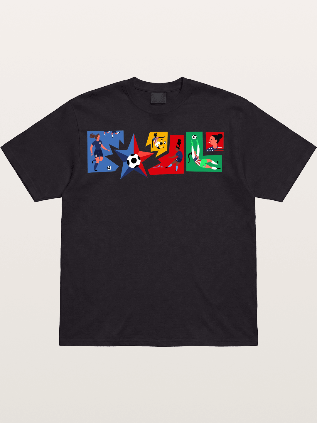 USA Women Soccer Collage Art Cotton T-shirt