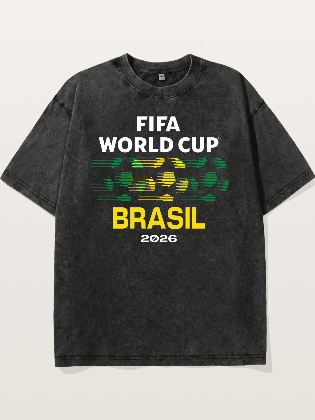 Brasil WC 2026 Speed Text Design Washed T-shirt