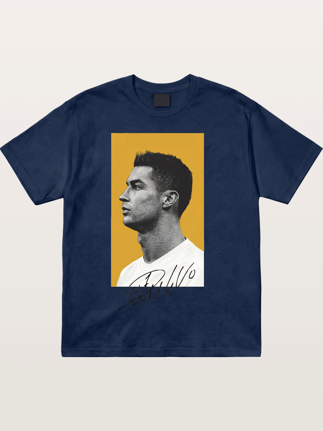 Ronaldo Gold Background Portrait Cotton T-shirt