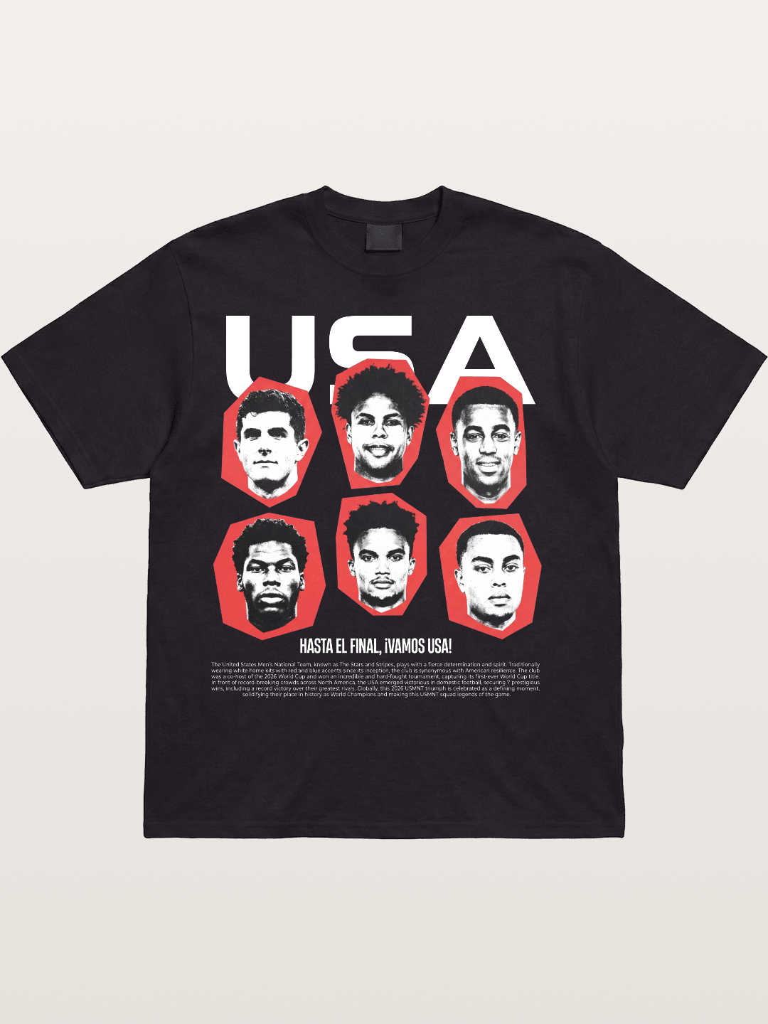 Six US Soccer Stars Hexagon Layout Cotton T-shirt