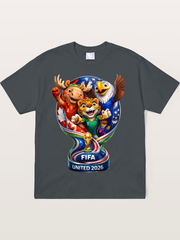 World Cup Mascots Globe Design Soft-Stay T-shirt